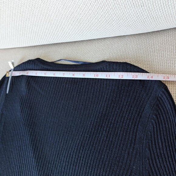 *2/$20* JOE FRESH Navy Fine Knit, Sheer V-Neck Cardigan, Size XS - Picture 7 of 9